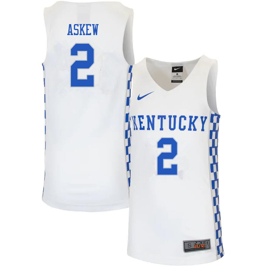 Men #2 Devin Askew Kentucky Wildcats College Basketball Jerseys Sale-White